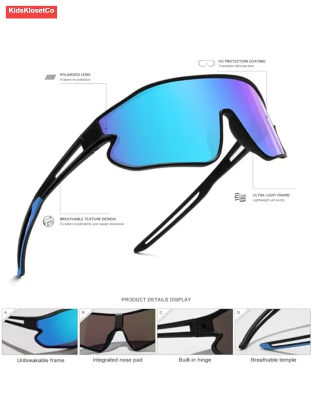Youth Polarized Sports Sunglasses Wrap Around Cycling Shades Baseball
